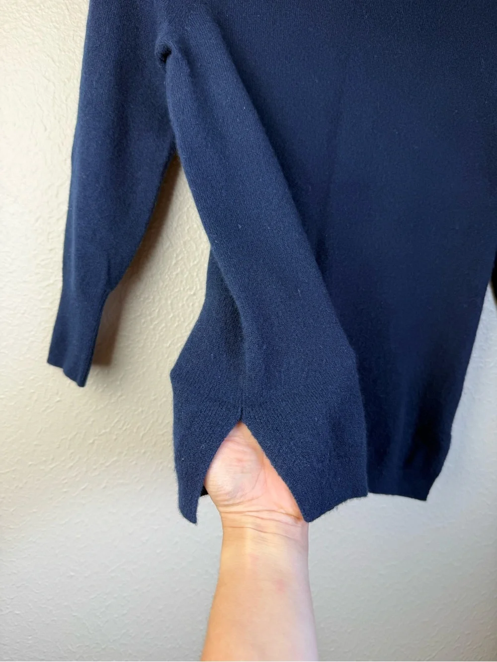 J. Crew Blue Cashmere 3/4 Sleeve Pullover Sweater Size XS